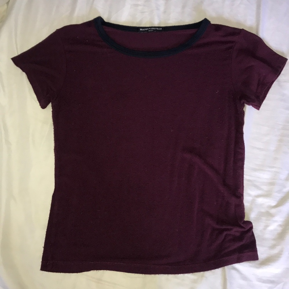 Burgundy striped Brandy Melville shirt